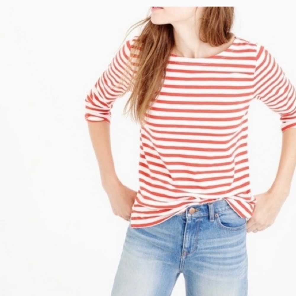 J. crew M Red Stripe Boatneck long sleeve top